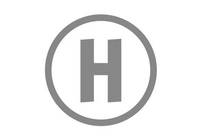 Grauer Buchstabe H in grauem Kreis