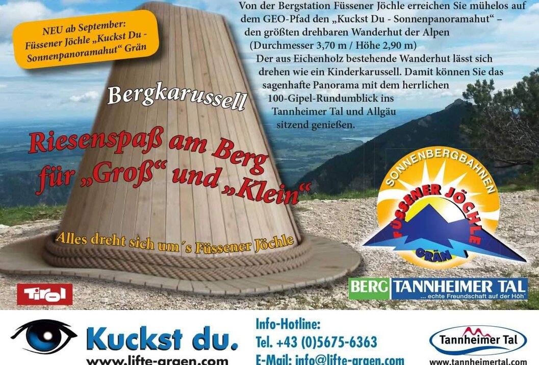 Werbeplakat für Bergkarussell Kuckst Du am Füssener Jöchle