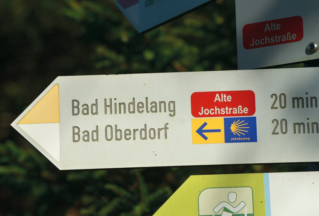 Wegweiser Bad Hindelang, Bad Oberdorf, Alte Jochstraße, Jakobsweg