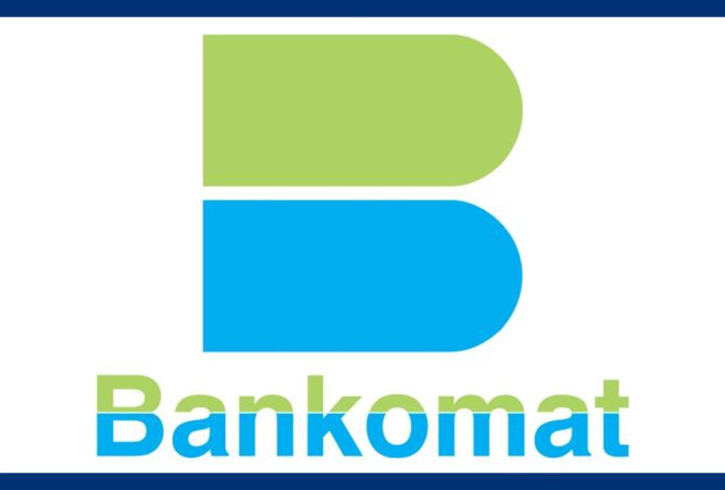 Bankomat-Logo mit stilisiertem B in Grün und Blau